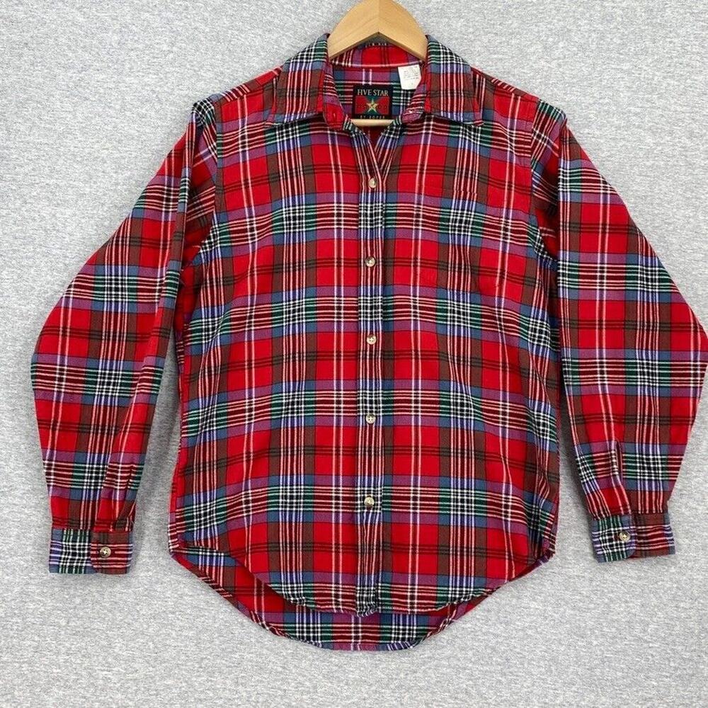 Vintage Five Star Roper Shirt Womens Small Red Plaid Button Up Western Cowgirl